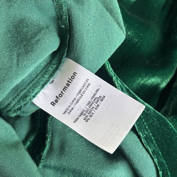 Reformation Minna Velvet Dress Emerald - Size 2 - Picture 4 of 5